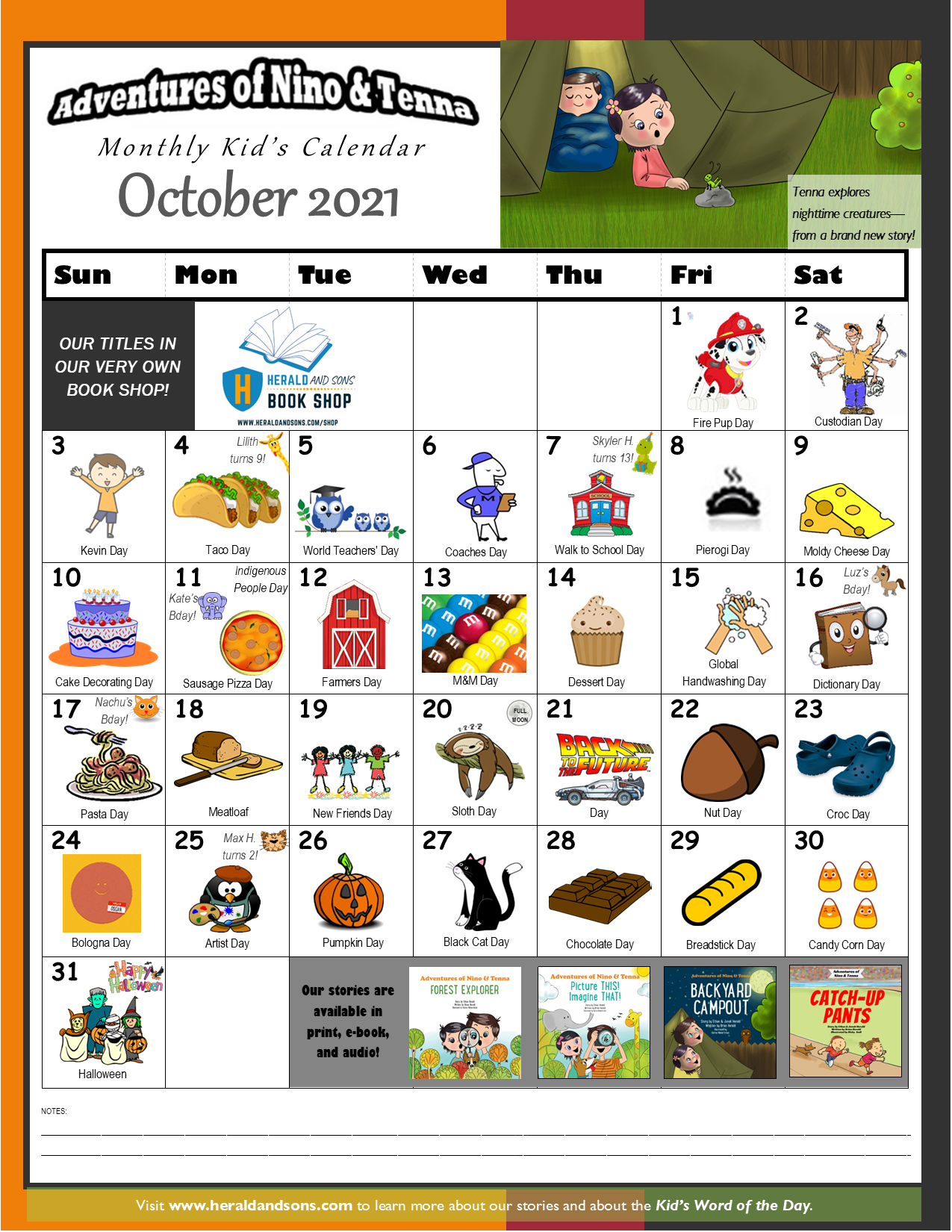 Monthly Kid’s Calendars – Herald and Sons Publishing